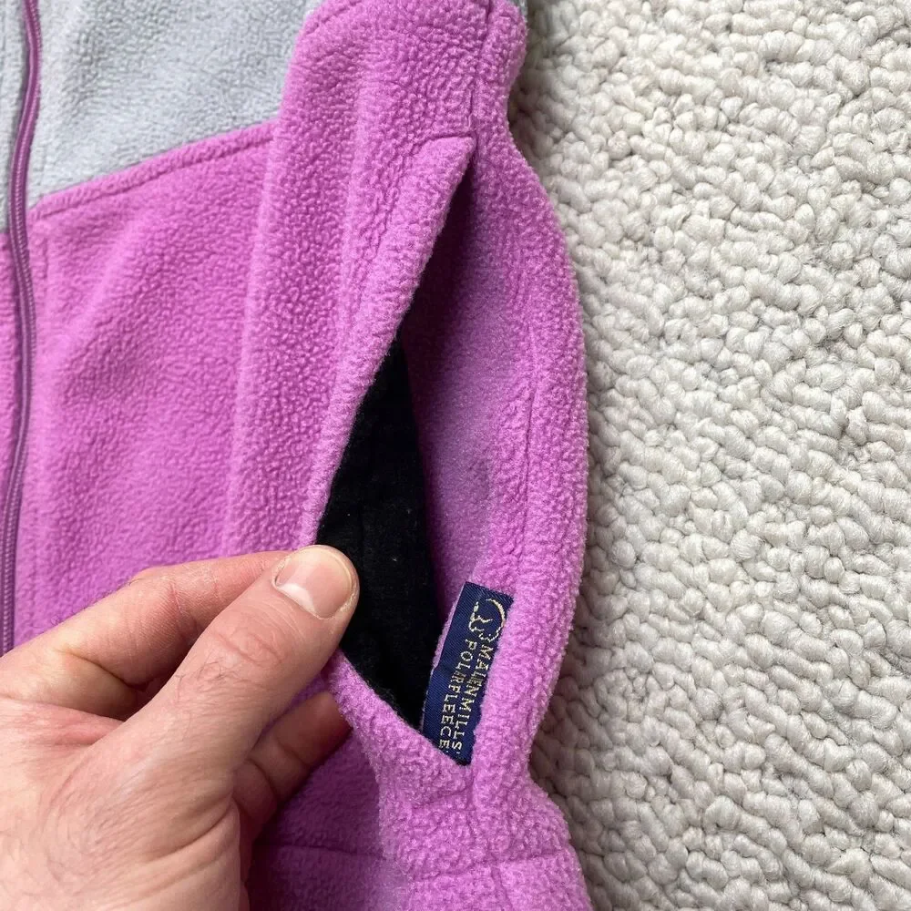 Toma Jacket Girls 12 Purple Polar Fleece Full Zip High Neck Pockets Malden Mills